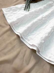 Women's White Jacquard Texture Fabric Waisted Back Cut-Out Mini Cami Dress, Figure-Flattering Design - White - View 4