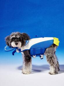 PETSIN Blue & White Penguin Design Pet Life Jacket, Comfortable Breathable Strong Buoyancy Adjustable Harness Summer Pet Swimwear - Multicolor - View 3