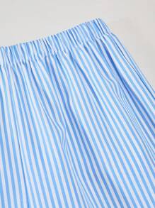Set de 2 piezas de top con tirantes y pantalones a rayas con lazo delantero para adolescentes chicas - Azul - Ver 6
