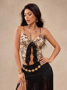 Glamance N_Standard Top de tirantes con estampado de leopardo, adecuado para el verano, conciertos country, atuendo western, club, salidas, ropa de calle, estilo grunge, punk, Y2K, años 2000, lindo top