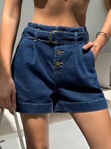 Short mini avec ceinture à la taille papier