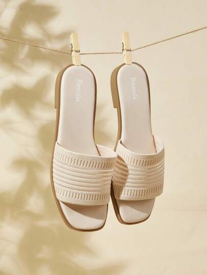 Ressula Women's Fashionable Casual Slip-On Flat Mule Shoes, Suitable For Daily Wear