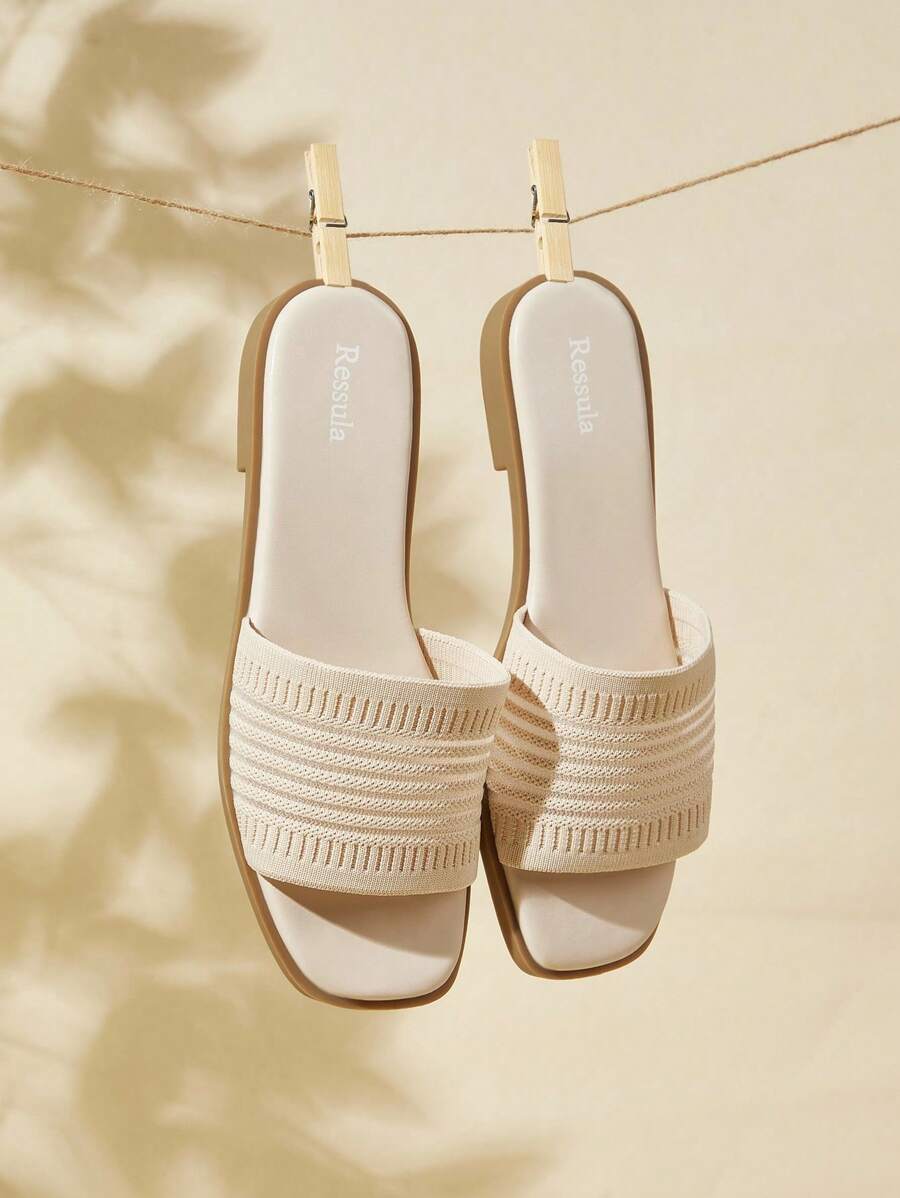 Ressula Women's Fashionable Casual Slip-On Flat Mule Shoes, Suitable For Daily Wear