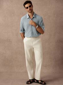 Manfinity Homme Men's Solid Color Pockets Tapered Casual Pants Set Cream Pants Men,Men's Casual Solid Color Pants For Daily Commuting Business Men Linen Pants Brown Linen Pants Men Drawstring Pants Drawstring Linen Pants Men,Versatile Items For Daily Commuting, Travel, Vacation And Outings,Husband And Boyfriend Gifts For Friends,Casual And Simple Style, Urban Mature Style, British Gentleman Style - Apricot - View 4