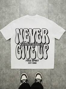 Manfinity ZONE917 Oversized Funny & Peculiar Portrait Print Loose Fit Crew Neck T-Shirt