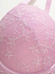 SHEIN 3pcs/Set Women's Lace Padded Romantic Simple Adjustable Bras With Wire - Multicolor - View 7