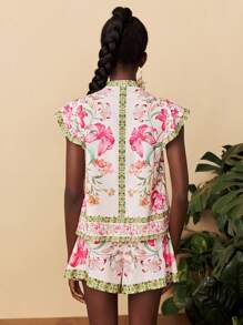 Travachic 2pcs Women Vacation Woven Printed Loose Shirt & High Waist Loose Shorts Set,Summer Outfits For Women,Beachwear,Spring And Summer,Easter,Holiday Outfits,Beach Outfits For Woman,Spring Break,Vacation Outfits Women,Concert Outfit Women,BOHO,Bohemia,Music Festival,Tropical Vacation Woman Clothes,Romantic,Going Out Tops Women,Date Night Outfits Women,Going Out Top,Going Out,All Women Clothes,Fall Clothes ,Autumn