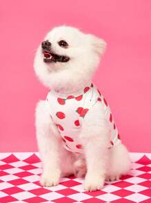 PETSIN Soft Material Lightweight Breathable Pet Vest With Cute Minimalist Tomato Print Pattern, Suitable For Cats & Dogs, Popular In Europe And America, Summer