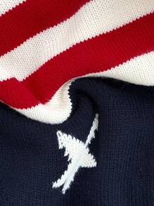 Elenzga Plus Size Fashionable Versatile Short Casual Striped Cardigan American Flag Top Patriotic Top 4th Of July Top Red White And Blue Top American Flag Cardigan Winter Fall Autumn - Multicolor - View 9