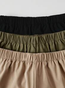 3 件套儿童男童休闲纯色宽松梭织短裤带口袋百搭舒适日常穿着适合通勤、上学、休闲、旅行、运动、春夏秋冬