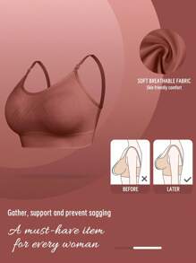1pc Seamless Strap Women's Wireless Bra - Burnt Orange - View 5