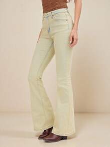 WESTFADE Tinted Mid Rise Stretch Flare Jeans - Blue - View 5