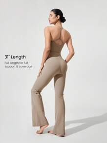 GLOWMODE 31英寸FeatherFit™ Solar Flare 丝滑弹力吸汗无缝高腰喇叭紧身裤，低冲击瑜伽普拉提芭蕾工作室日常休闲装