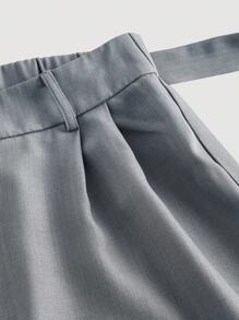 SHEIN MOD 女士宽松休闲灰色系腰阔腿裤，乡村音乐会，可爱，西部装女士，度假，复古，学校，秋季，街头服饰，老钱风格女士，教师，办公室，工作，返校，机场 - 灰色 - 查看 4