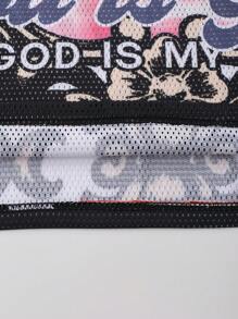 ROMWE MEN Street Life 男士街头篮球球衣短袖 T 恤，运动 T 恤，采用网眼和光泽面料