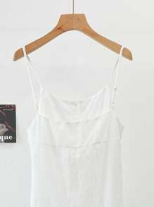 DAZY 女士纹理面料长款白色吊带背心，春夏