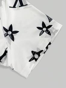 INAWLY Women's Top, Round Neck, Short Sleeve, Geometric Pattern Print Fashion 2025 New Women's T-Shirt Spring/Summer Style