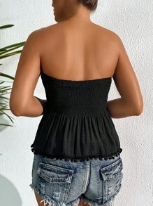 Swim Lushoire Couvre-maillot de plage pour femme avec garniture en dentelle et franges
