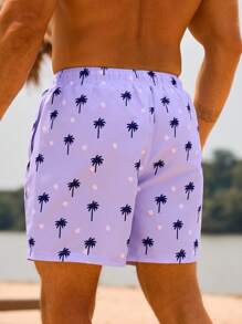 Manfinity VDAYZ Men's Coconut Tree Printed Casual Beach Shorts - Multicolor - View 3