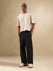 SUMWON Lässiges gestreiftes T-Shirt mit strukturiertem Rippstrick, hochwertige Kurzarm Alltagsessentials, klassisch für den Sommer - Verschiedenfarbig - Übersicht 6