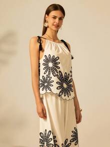 CAJUNI Bluză pentru femei cu franjuri și broderie ondulate