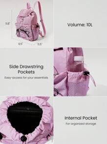 GLOWMODE 10升Take A Bow防水蝴蝶结细节可调节肩带背包健身房工作室度假购物旅行日常休闲装