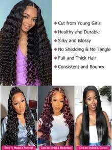 3 Gói Sóng Sâu Tóc Con Người 100% Tóc Trinh Nữ Chưa Qua Chế Biến Gói ướt và gợn sóng Sợi ngang đôi Dệt xoăn sâu 3 bó Phần mở rộng tóc cho phụ nữ - SNatural - Xem 5