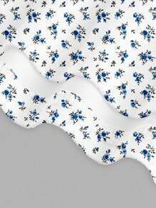 SHEIN EZwear Robe longue minimaliste décontractée à imprimé intégral et coupe ajustée, convient pour l'été, petit imprimé floral