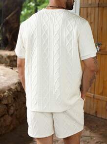 ResortEase Conjunto de camiseta casual de manga corta y cuello redondo para hombre talla grande, para el verano