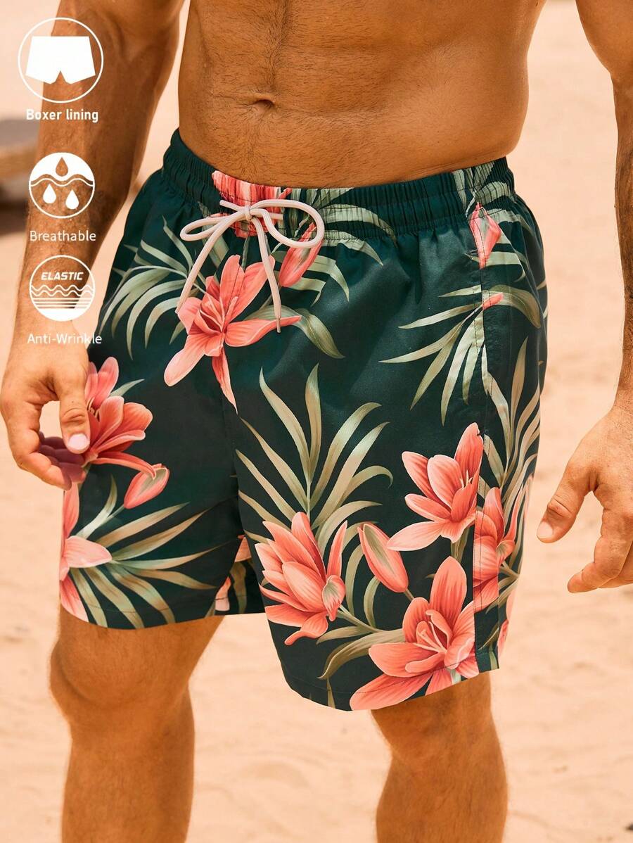 Surfspeed Herren lässige Sommer Shorts mit Kordelzug und weiter Passform für den Strand - Verschiedenfarbig - Übersicht 1