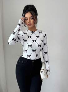 Elenzga Women's Casual Butterfly Print Long Sleeve T-Shirt, Autumn/Winter Fall Cloth For Women