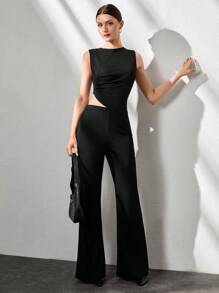 CLARA VERO Conjunto elegante de dos piezas para mujer con detalles de fruncido en color crudo