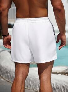 Surfspeed Men's Casual Logo Printed Black And White Holiday Beach Shorts, Versatile - Black - View 2