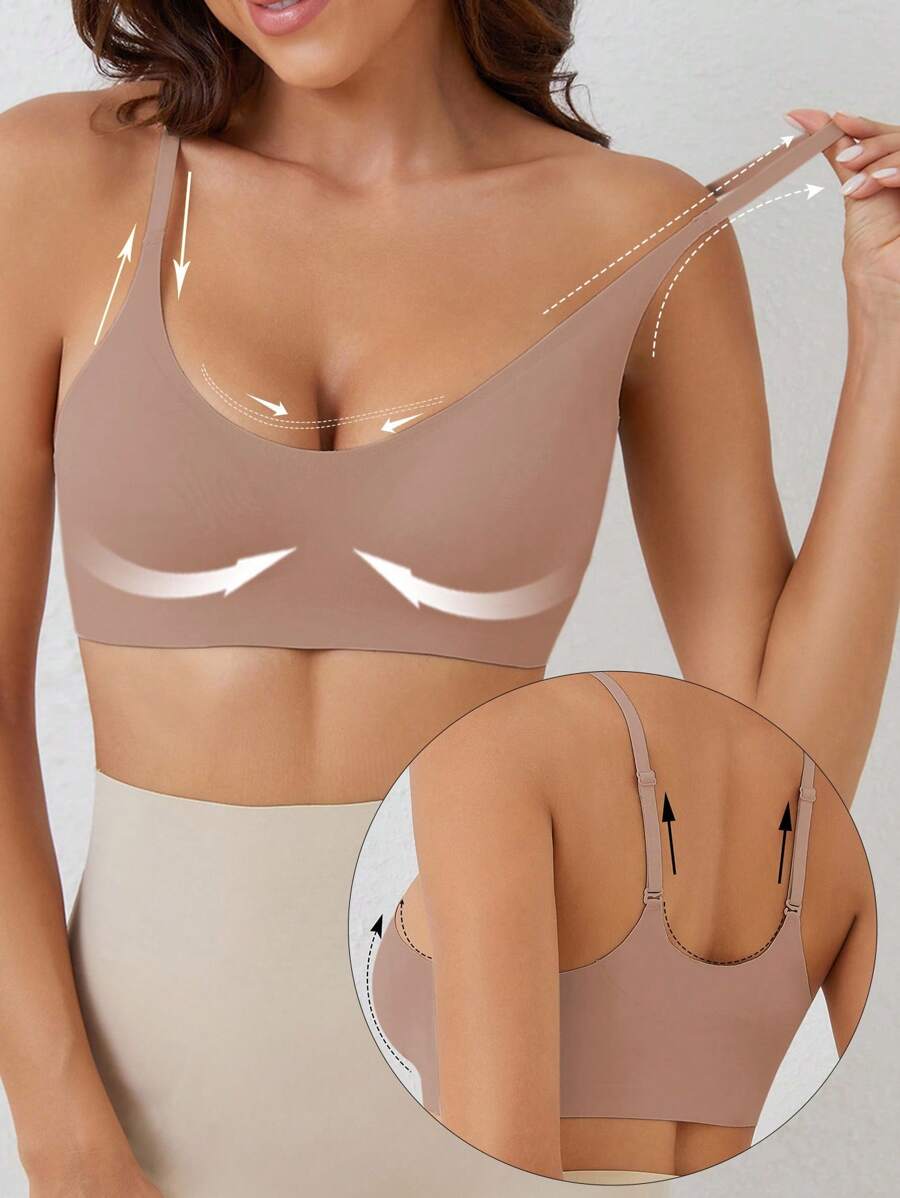 Ocili Leisure Women's Minimalist Solid Wireless Push-Up Bra For Everyday Wear - Mocha Brown - View 1