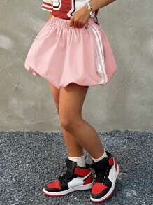 Coolane Kids Tween Mädchen Sommer Streetwear Niedlicher Farbblock Gestreifter Mini-Ballerrock