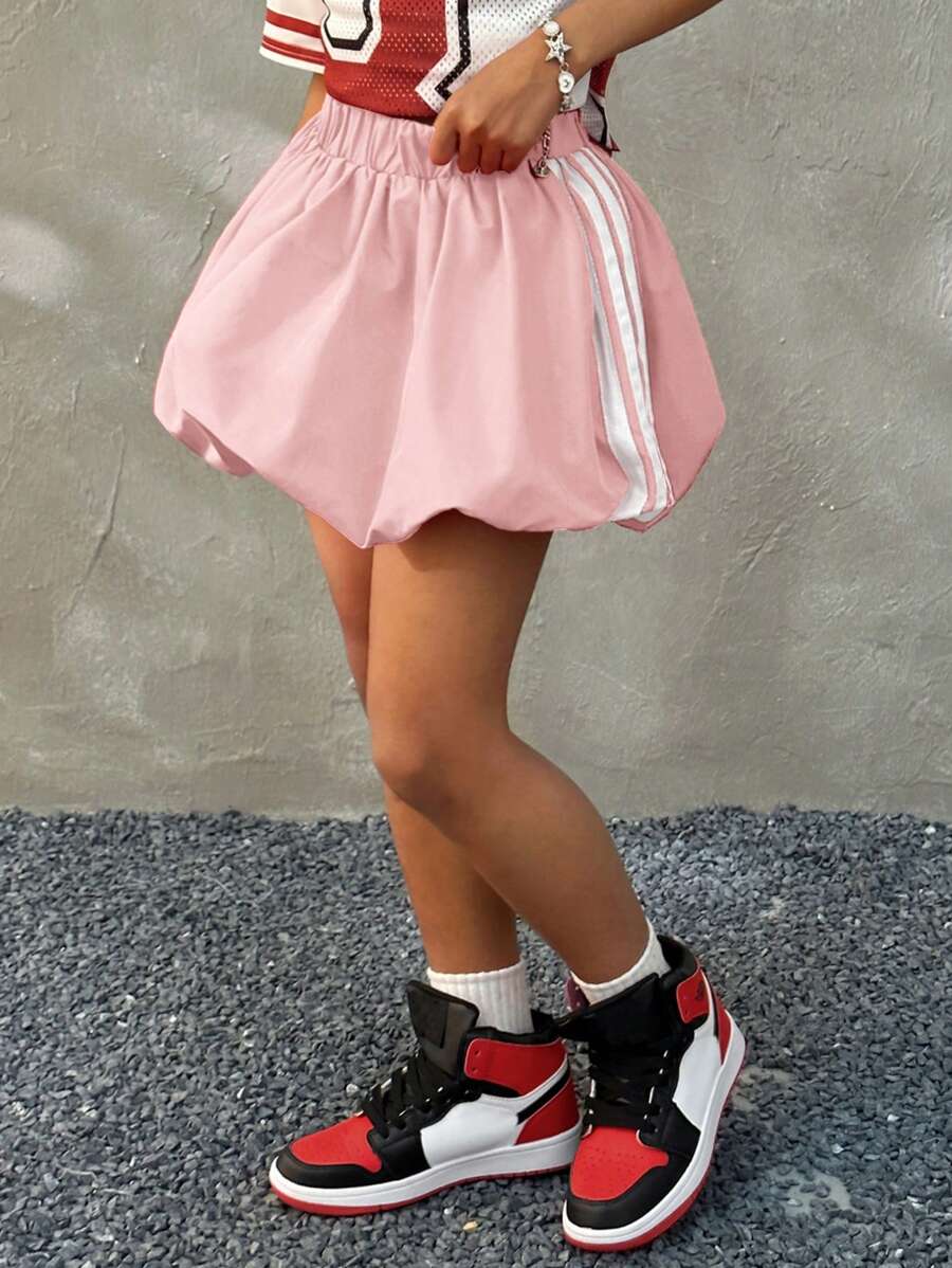 Coolane Kids Tween Mädchen Sommer Streetwear Niedlicher Farbblock Gestreifter Mini-Ballerrock