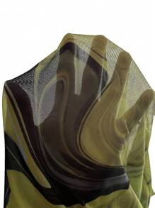 Slaydiva 2025 新款夏季音乐节、复活节、生日派对、日常休闲、度假、邮轮旅行、海滩、日光浴、热门热卖、街头服饰、优雅、性感约会之夜、甜美网眼梦幻彩色印花长袖褶饰女式衬衫上衣