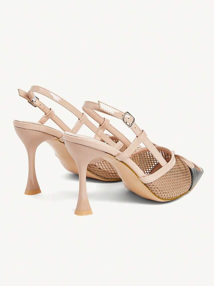CUCCOO CHICEST Pointed Toe High Heel Sandals, Fashionable Closed Toe Crystal Decor Versatile Heeled Sandals