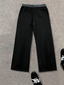 Manfinity LEGND Pantalones deportivos holgados con cintura con cordón y estampado de letras de color contrastante para hombre, para fiestas - Multicolor - Ver 2