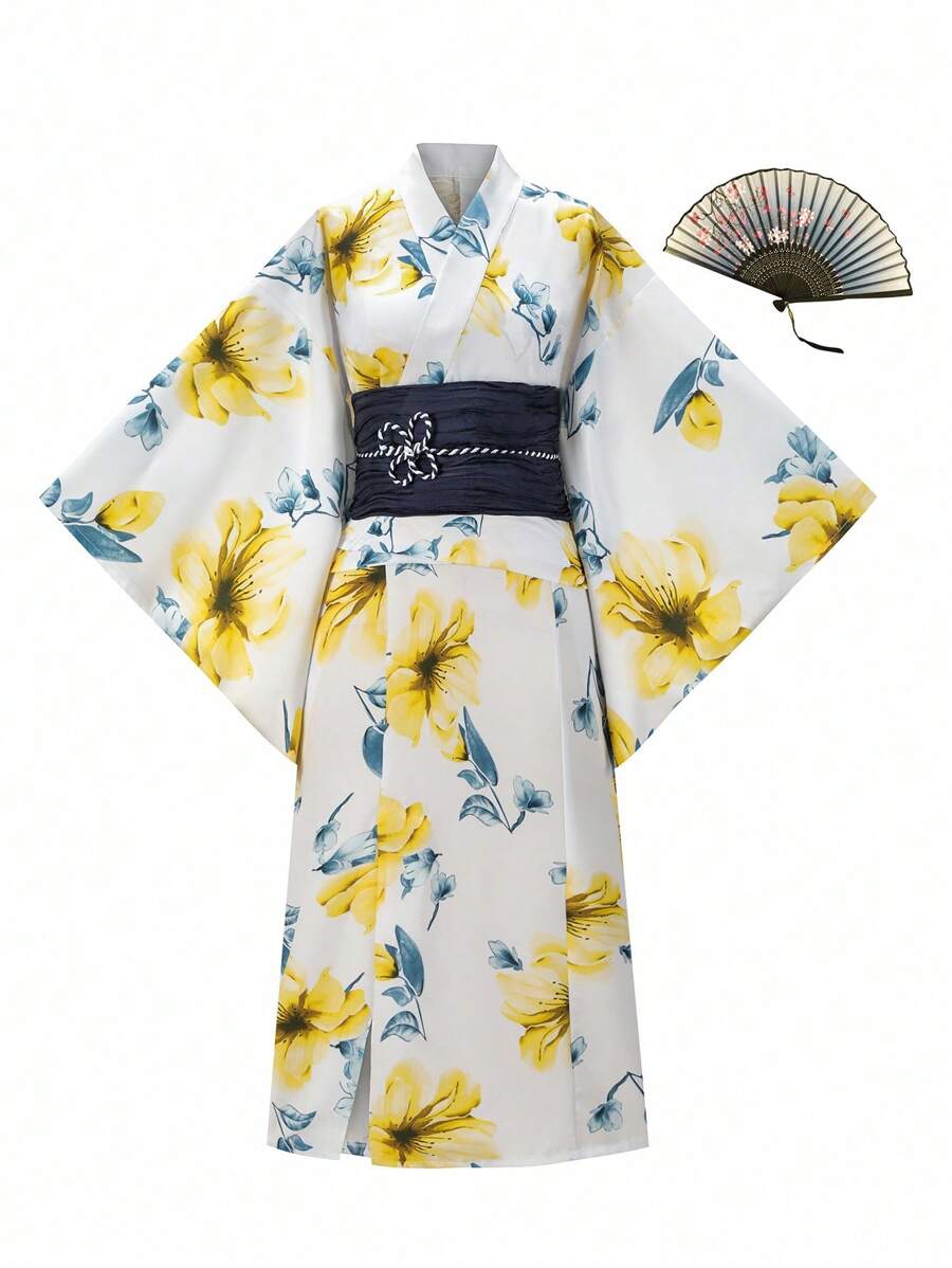Irokai Kimono damskie w modny kwiatowy wzór, patchworkowe, odpowiednie na święta - Wielokolorowe - Zobacz 1