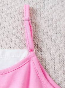 Tween Girl Colorblock Jumpsuit With Double Pockets For Summer