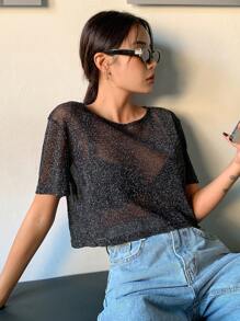DAZY See Through Crop Mesh Top Without Bra Going Out Tops Festival Sheer Y2k,Beach Outfits