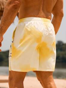 Surfspeed Men's Casual Vacation Drawstring Loose Beach Shorts, Summer - Yellow - View 5