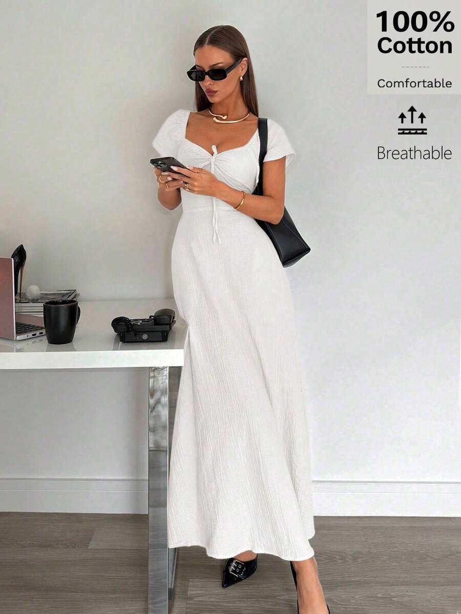 Siren Gaze Women's Off-Shoulder A-Line Long Dress Summer New Year White White Casual - White - View 1