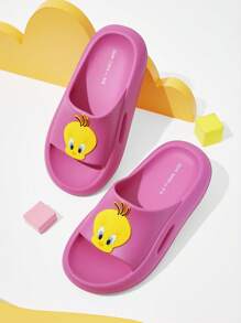 LOONEY TUNES X SHEIN Cartoon Girl Kids Slippers, EVA Material Lightweight & Non-Slip, Protect Toes, Waterproof, Suitable For Indoor And Outdoor Use