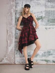 Sugerpunk Women's Gothic Punk Rock Open Toe Roman Beach Sandals, Adjustable Strap Student Wedge Platform Sandals - Black - View 5