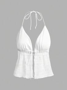 Sweetina Two-Piece Set Y2k Summer Hawaiian Clothes Solid Color Backless Halter Top With Straps - Multicolor - View 7