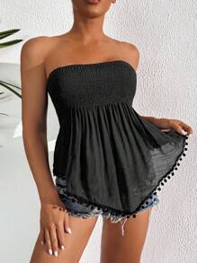Swim Lushoire Couvre-maillot de plage pour femme avec garniture en dentelle et franges