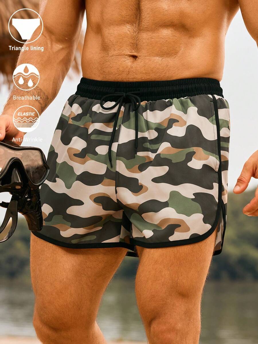 Manfinity Swimmode Pantaloncini estivi da uomo casual con vita con cordino, larghi