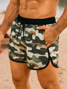 Manfinity Swimmode Pantaloncini estivi da uomo casual con vita con cordino, larghi